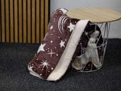 vyprodejpovleceni Luxusní hnědá beránková deka z mikroplyše NOČNÍ OBLOHA, 150x200 cm