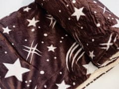 vyprodejpovleceni Luxusní hnědá beránková deka z mikroplyše NOČNÍ OBLOHA, 150x200 cm