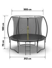 vyprodejpovleceni Černá zahradní trampolína JUMP 305 cm s ochrannou sítí a žebříkem