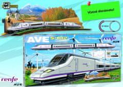 Pequetren vysokorychlostní vlak Renfe Ave S-102 s diorámatem krajiny