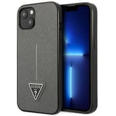 Guess hard silikonový obal na iPhone 13 Mini 5.4" Silver Saffiano Triangle Logo