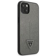 Guess hard silikonový obal na iPhone 13 Mini 5.4" Silver Saffiano Triangle Logo