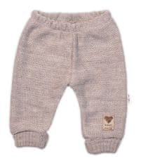 Baby Nellys Pletené kojenecké kalhoty Hand Made, béžové, vel. 80/86