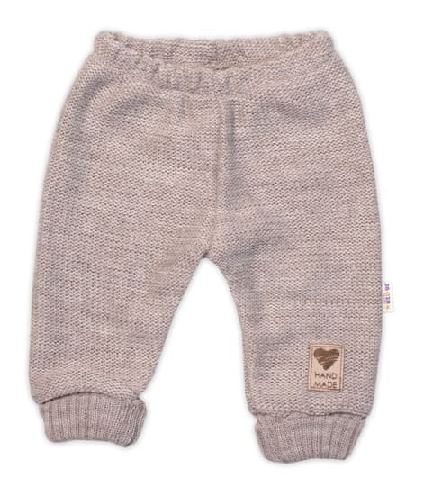 Baby Nellys Pletené kojenecké kalhoty Hand Made, béžové, vel. 80/86