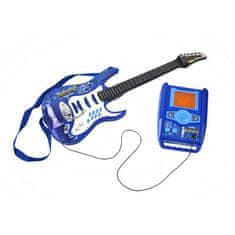 Kruzzel Dětská elektrická kytara s mikrofonem modrá sada 22409