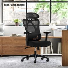 Songmics Kancelářská židle ergonomická, nastavitelná výška, loketní opěrky, síťovaná