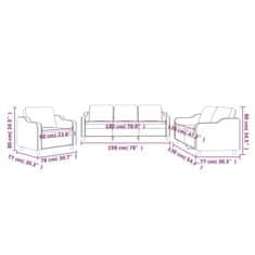 Vidaxl 3dílná sedací souprava s poduškami krémová textil