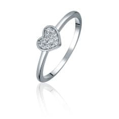 JVD Romantický stříbrný prsten se srdíčkem SVLR0980X61BI (Obvod 50 mm)