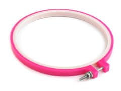 Vyšívací kruh plastový Ø15,5 cm, 19 cm - (19,5 cm) růžová neon