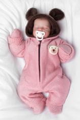 Baby Nellys Oteplená pletená kombinéza s rukavičkama Teddy Bear, dvouvrstvá, růžová,vel. 56