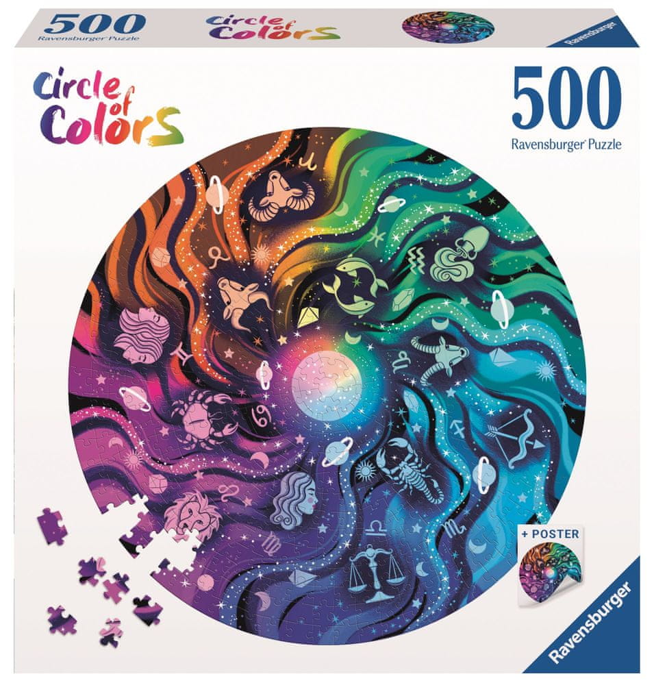 Levně Ravensburger Kulaté puzzle Kruh barev: Astrologie 500 dílků