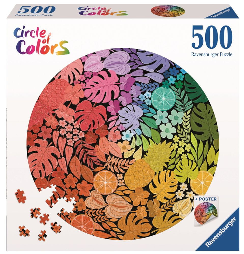 Levně Ravensburger Kulaté puzzle Kruh barev: Tropical 500 dílků