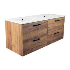 BPS-koupelny Koupelnová skříňka s keramickým umyvadlem Agria NEW GO 120 - zlatý dub