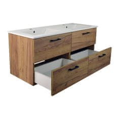 Koupelnová skříňka s keramickým umyvadlem Agria NEW GO 120 - zlatý dub