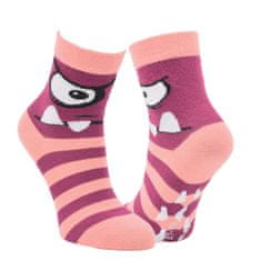 VIO  dětské barevné bavlněné elastické vzorované protiskluzové ponožky 8101924 3pack, růžová/fialová, 19-22