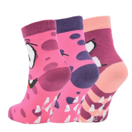 VIO  dětské barevné bavlněné elastické vzorované protiskluzové ponožky 8101924 3pack