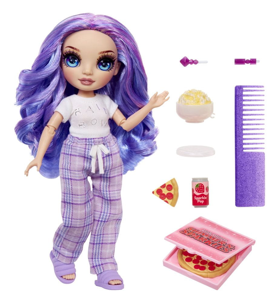 Levně Rainbow High Junior Fashion panenka v pyžamu - Violet Willow