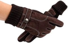 Camerazar Pánské zimní rukavice na dotek, hnědé, semišová ekokůže a polyester, univerzální velikost