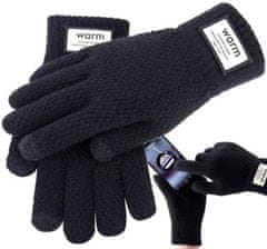 Camerazar Pánské zimní rukavice s dotykovou funkcí, černé, akrylová příze, univerzální velikost