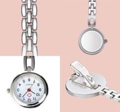 Camerazar Zdravotnické hodinky na řetízku, stříbrná nerezová ocel, délka 7,5 - 8,5 cm