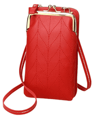 Camerazar Malá kabelka pro telefon a peněženku, červená, eko kůže, 19x11 cm