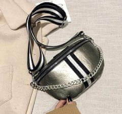 Camerazar Velká Ledvinková Taška z Ekologické Kůže s Řetězem, Stříbrné Kování, 24x16x2 cm