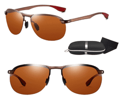 Camerazar Pánské polarizační sluneční brýle, hnědé kovové, UV 400 kat. 3 filtr, velikost 44-59-21-138 mm
