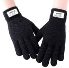 Camerazar Pánské zimní rukavice s dotykovou funkcí, černé, akrylová příze, univerzální velikost