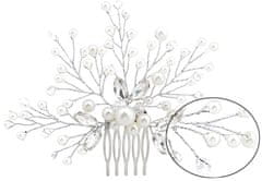 Camerazar Elegantní Svatební Hřeben s Křišťálovými Květinami a Perlami, Zlatá/Stříbrná Varianta, 9 cm x 8 cm