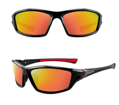 Camerazar Pánské polarizační sluneční brýle s oranžovými zrcadlovými skly, matný černý rám, UV-400 kat. 3 filtr