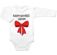Baby Nellys Vtipné body dlouhý rukáv s vtipným textem, Nejkrásnější dárek, bílé, vel. 68
