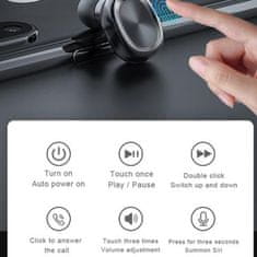 Netscroll Vodotěsná bezdrátová bluetooth sluchátka s nabíjecí stanicí, AudioInfinity