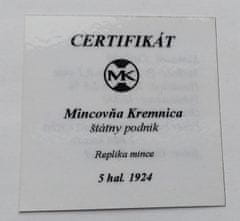 INTEREST 5 Haléř 1924 - Novoražba 2000 Kremnica - náklad 1000 kusů..