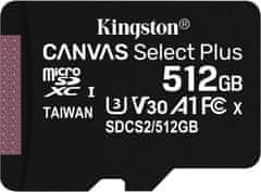 Kingston Canvas Select Plus 512GB microSD / UHS-I / CL10 / bez adaptéru