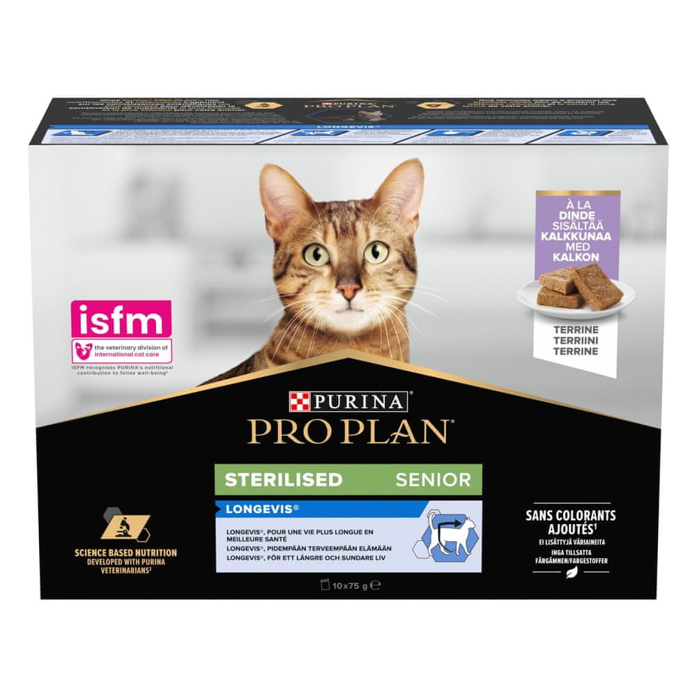 Levně Purina Pro Plan CAT STERILISED Senior 7+ LONGEVIS krůta ve šťávě 10× 75 g