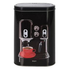 Excellent Houseware Dóza na kávu ESPRESSO v černé barvě, kovová, 13,5 x 7,5 x 19,2 cm