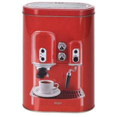 Excellent Houseware Dóza na kávu ESPRESSO v červené barvě, kovová, 13,5 x 7,5 x 19,2 cm