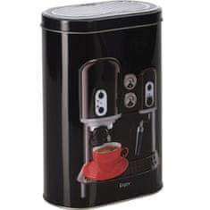 Excellent Houseware Dóza na kávu ESPRESSO v černé barvě, kovová, 13,5 x 7,5 x 19,2 cm