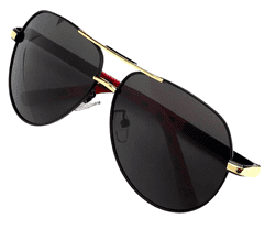 Camerazar Pánské polarizační sluneční brýle pro piloty, černé s kovovými zorníky, UV filtr 400 kat. 3