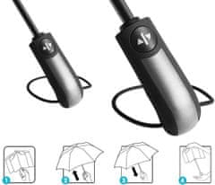 Camerazar Automatický skládací deštník Parasol Black Elegant, černý, s ochranou proti UV záření, 114 cm
