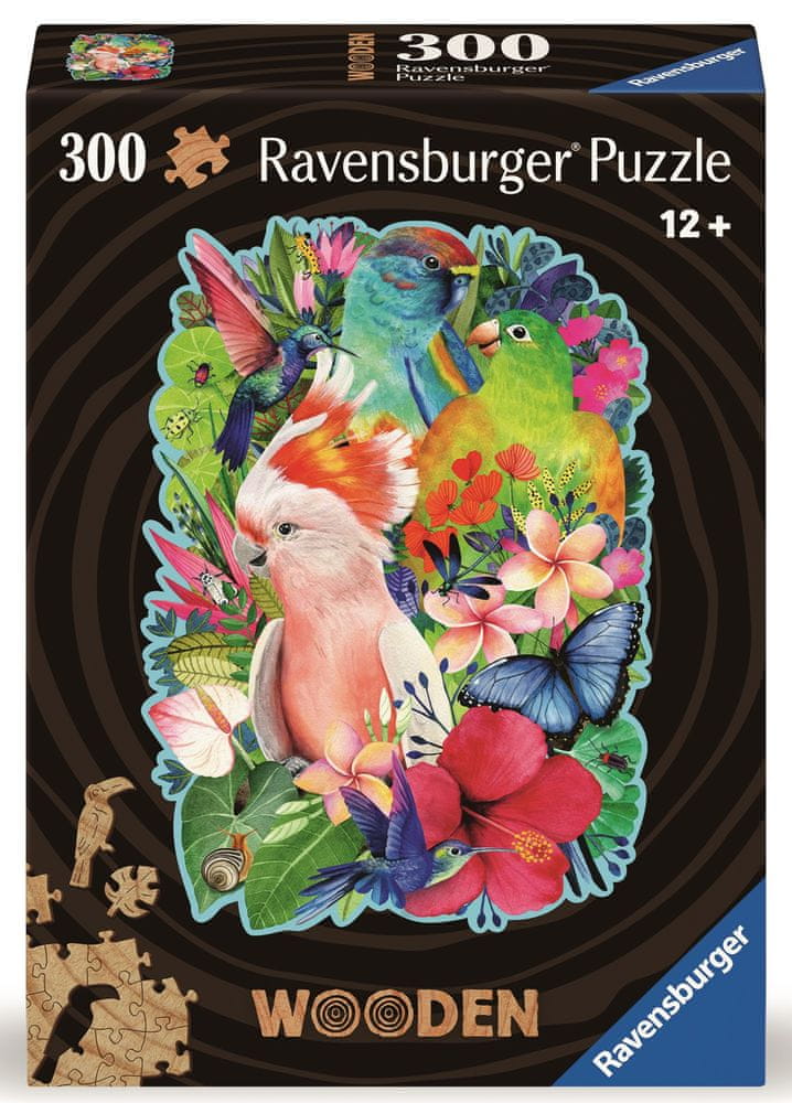 Levně Ravensburger 120007609 Dřevěné puzzle Barevní papoušci 300 dílků
