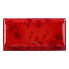 Patrizia Pepe Luxusní větší dámská kožená peněženka Samantha, červená laková s květy