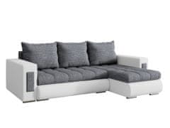 Nejlevnější nábytek Rohová sedačka OROSTA, šedá látka/bílá ekokůže