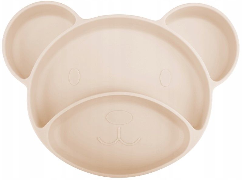 Levně Canpol babies Silikonový dělený talíř s přísavkou Medvídek krémový