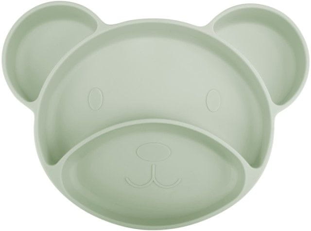 Levně Canpol babies Silikonový dělený talíř s přísavkou Medvídek zelený
