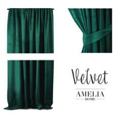 AmeliaHome Závěs Velvet 140x270 cm tmavě zelený, velikost 140x270