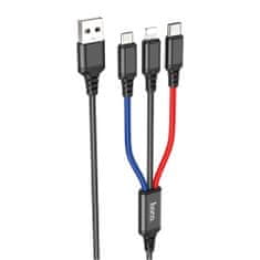 Hoco Multifunkční - 1m Kabel s Lightning, Type-C a micro USB konektory - Multibarevná KP30116