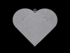 Plastová kanava / mřížka vyšívací srdce, vločka - bílá srdce