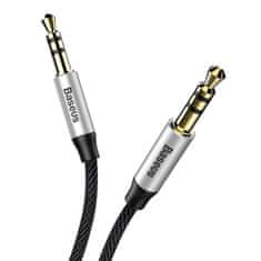 BASEUS Baseus Yiven M30 stereo audio kabel AUX 3,5 mm mini jack 1 m stříbrný/černý (CAM30-BS1)