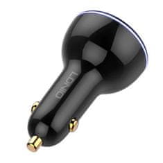 LDNIO Nabíječka do auta LDNIO C102, USB + 2x USB-C, 160W + kabel USB na Micro USB (černá)